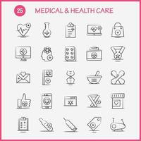 icône dessinée à la main de soins médicaux et de santé pour l'impression web et le kit uxui mobile tel que le drapeau de l'hôpital de laboratoire médical de flacon vecteur de pack de pictogrammes d'hôpital médical de soins de santé