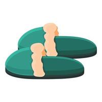 icône de pantoufles vert foncé, style cartoon vecteur