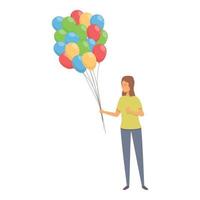 femme vendeur ballon icône vecteur de dessin animé. vente de rue