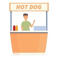 vecteur de dessin animé d'icône de vendeur de hot-dog. stand de restauration