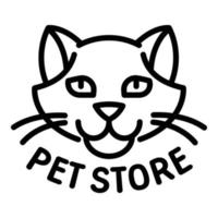 logo de tête de chat d'animalerie, style de contour vecteur