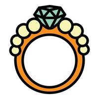 vecteur de contour d'icône de bague en diamant gemme. or de mariage