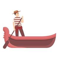 vecteur de dessin animé d'icône de gondole. gondolier de Venise