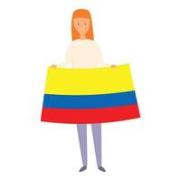 enfant avec le vecteur de dessin animé de l'icône du drapeau colombien. enfant du monde