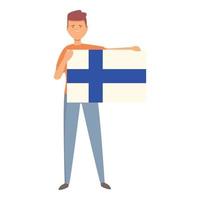 garçon avec vecteur de dessin animé icône drapeau finlandais. enfant mignon