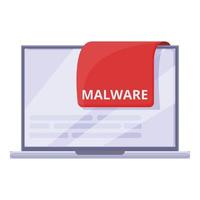 icône de malware pour ordinateur portable rouge, style cartoon vecteur