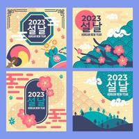 seollal simple médias sociaux du nouvel an coréen vecteur