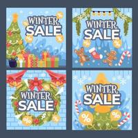 publications sur les réseaux sociaux des soldes d'hiver vecteur