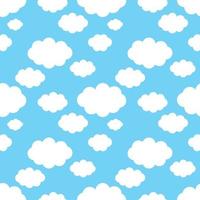 ciel bleu harmonieux avec nuages blancs moelleux.texture ou motif répété pour papier d'emballage ou décoration.papier peint ou bannière.fond mignon.tissu pour enfants.design plat.illustration vectorielle de dessin animé. vecteur