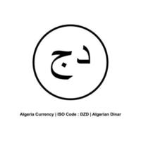 algérie, el djazair, monnaie d'al jazair. dinar algérien, signe dzd. illustration vectorielle vecteur