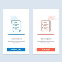 liste de contrôle pour faire la liste des tâches de travail bloc-notes bleu et rouge télécharger et acheter maintenant modèle de carte de widget web vecteur