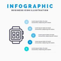 icône de ligne de montre de technologie intelligente maison électronique avec 5 étapes présentation infographie fond vecteur