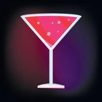 verre à martini avec style de bande dessinée icône cocktail rouge vecteur