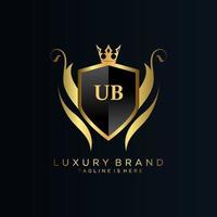 lettre ub initiale avec modèle royal.élégant avec vecteur de logo de couronne, illustration vectorielle de logo de lettrage créatif.