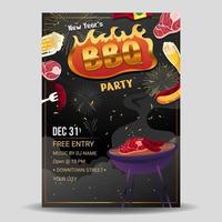 affiche de la fête du barbecue du nouvel an étoilé vecteur