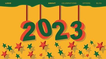 bonne année 2023. affiche de noël, bannière, carte de couverture, brochure, dépliant, mise en page. vecteur