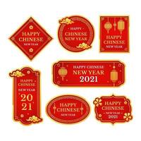 autocollant d'étiquette classique joyeux nouvel an chinois vecteur
