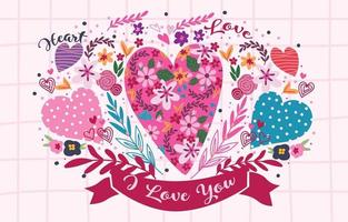 illustration de coeur avec des fleurs colorées