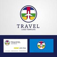 conception de logo et de carte de visite de drapeau de cercle créatif de république centrafricaine de voyage vecteur