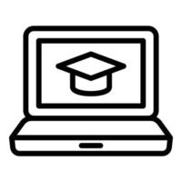 présenter l'icône de remise des diplômes en ligne, style de contour vecteur