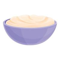 icône de bol de crème de lait, style cartoon vecteur