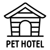 icône d'hôtel en bois pour animaux de compagnie, style de contour vecteur