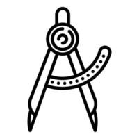 icône de boussole en acier scolaire, style de contour vecteur