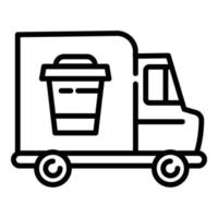 icône de camion de tasse de café, style de contour vecteur