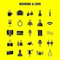 mariage et amour icônes de glyphes solides définies pour l'infographie le kit uxui mobile et la conception d'impression incluent une tasse de thé amour mariage coeur bougie lumière amour jeu d'icônes vecteur