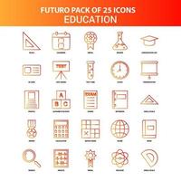 jeu d'icônes d'éducation futuro 25 orange vecteur