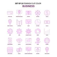 ensemble de 25 ensemble d'icônes roses de couleur plate d'affaires féministes vecteur
