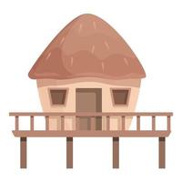 vecteur de dessin animé d'icône de bâtiment de bungalow. maison de l'île