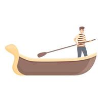 vecteur de dessin animé d'icône de tour de gondole. gondolier de Venise