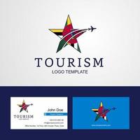 voyage dominique drapeau créatif star logo et conception de carte de visite vecteur