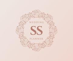 ss initiales lettre mariage monogramme logos collection, modèles minimalistes et floraux modernes dessinés à la main pour cartes d'invitation, réservez la date, identité élégante pour restaurant, boutique, café en image vectorielle vecteur