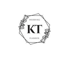 logo féminin initial kt. utilisable pour les logos nature, salon, spa, cosmétique et beauté. élément de modèle de conception de logo vectoriel plat.