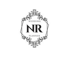 nr initiales lettre mariage monogramme logos collection, modèles minimalistes et floraux modernes dessinés à la main pour cartes d'invitation, réservez la date, identité élégante pour restaurant, boutique, café en image vectorielle vecteur