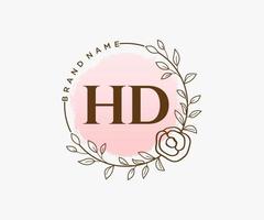 logo féminin hd initial. utilisable pour les logos nature, salon, spa, cosmétique et beauté. élément de modèle de conception de logo vectoriel plat.