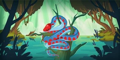 serpent san francisco couleuvre rayée dans la forêt marécageuse vecteur