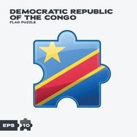 puzzle du drapeau de la république démocratique du congo vecteur