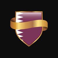 vecteur de conception de badge doré drapeau qatar