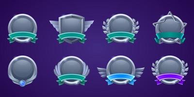 badges de récompense en acier pour gagner dans le jeu vecteur