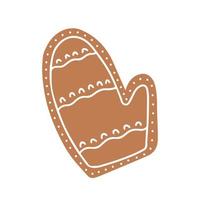 biscuit au gingembre de vecteur en forme de mitaine avec glaçage blanc clipart