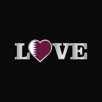 typographie d'amour avec le vecteur de conception du drapeau qatar