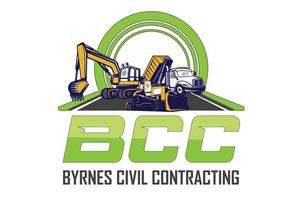 modèle de logo de grue et de bulldozer de construction bcc vecteur