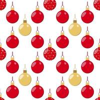 motif de ballons de noël rouge et or avec ruban pour emballage festif vecteur