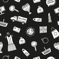 modèle sans couture avec doodles de shopping e-commerce. vecteur