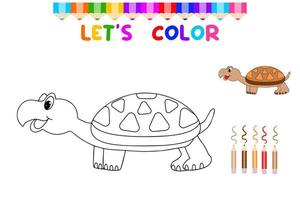 permet de colorier des animaux mignons. livre de coloriage pour les jeunes enfants. jeu éducatif pour les enfants. peindre la tortue vecteur