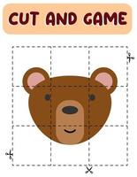 ours coupé et gibier. jeu éducatif pour enfants, feuille de calcul imprimable.puzzles avec des animaux vecteur
