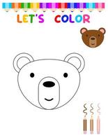 permet de colorier des animaux mignons. livre de coloriage pour les jeunes enfants. jeu éducatif pour les enfants. peindre l'ours. vecteur